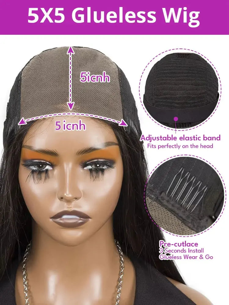 Kinky Straight Glueless Wigs