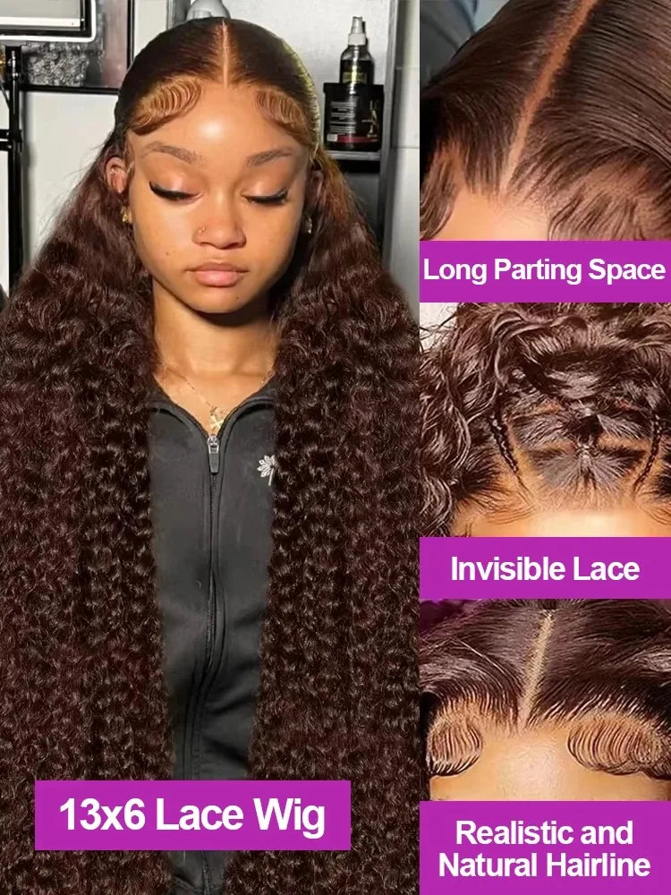 Chocolate Brown Deep Wave Frontal Wig