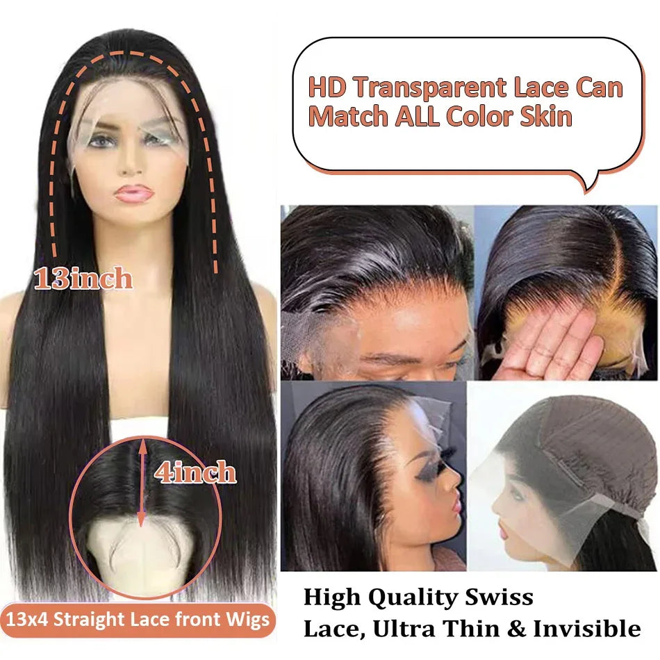42 44 Inch Lace Front Human Hair Wigs