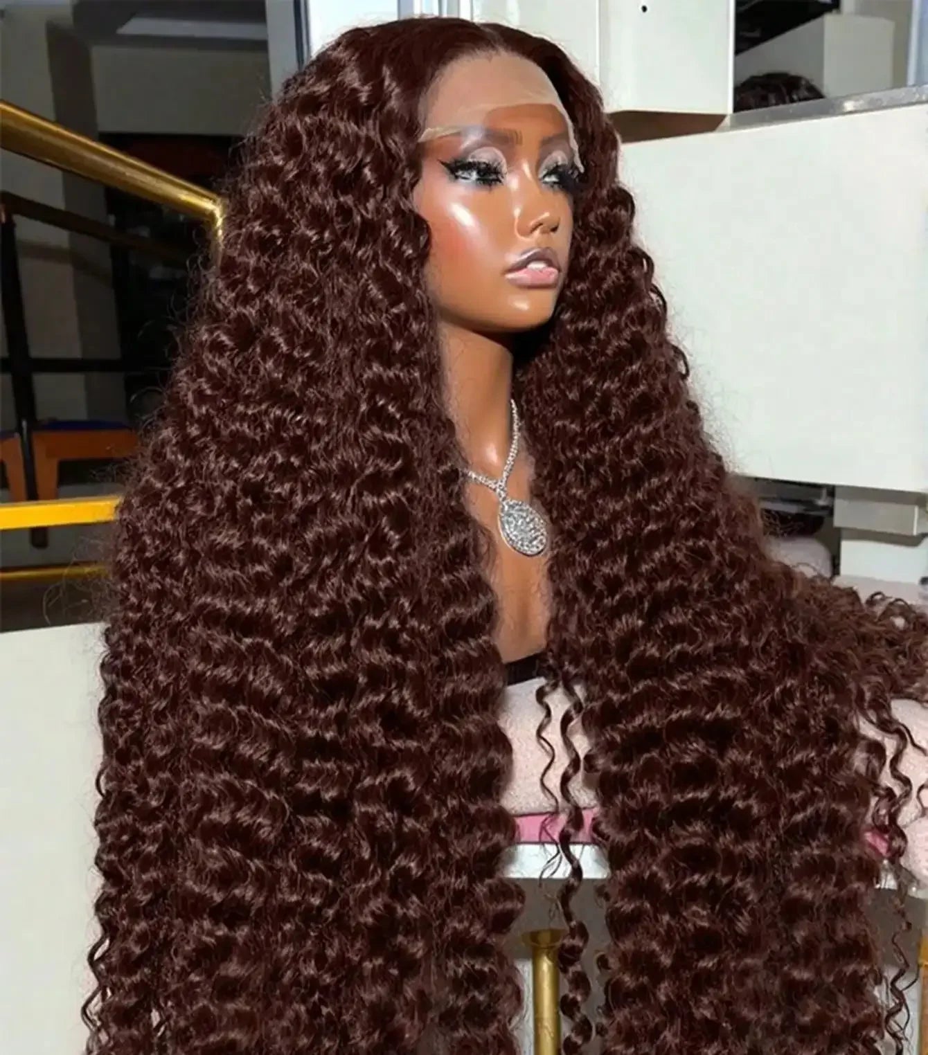 Chocolate Brown Deep Wave Frontal Wig